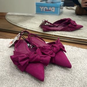 Zara pink bow flats sling back